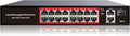 PoE Switch, 16 Port Managed POE+ Ethernet Switch(16 POE+ Ports+2 Gigabit Uplink,1 x 1.25G SFP), 240W Built-in Power, Support VLAN, QoS, Fanless Metal, Plug & Play(Wall Mount/Rack Mount) by STEAMEMO