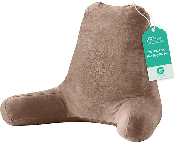 Sasttie Reading Pillow for Bed, Back Pillow for Sitting Up, Light Brown by SASTTIE