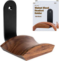 Walnut Wood Headphone Wall Mount, Wide Curved Headband Support (2 Pack) | Elegant Headphone Display, Protects Headbands from Creases, Aluminum Bracket, Adhesive or Screw Mount, Fits Gaming Headsets by MtJun