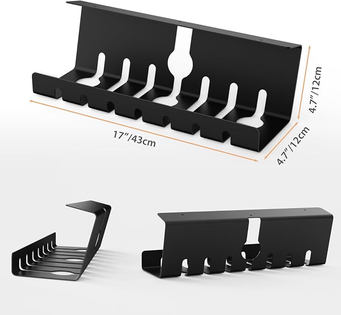Syeeiex Under Desk Cable Management Tray, Cord Management, Black, 17inch - Image 5