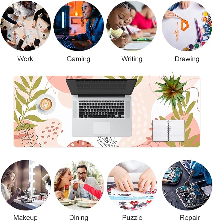 QiyI PU Leather Large Mouse Pad, 31.5" x 11.8", Minimalist Pink | Desk Décor Accessories, Extended Size, Waterproof & Easy to Clean, Smooth Surface, Non Slip Desk Organization - Image 7