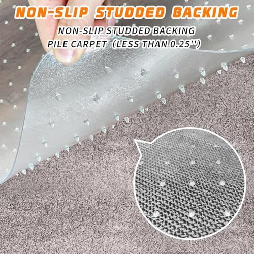 Office Chair Mat for Carpeted Floors, Desk Mats 48"X30" for Rolling Desk on Low Pile Carpets, Small Computer Gaming Plastic Floor Mats for Office Chair on Carpet, Easy Glide Without Curling - Image 4