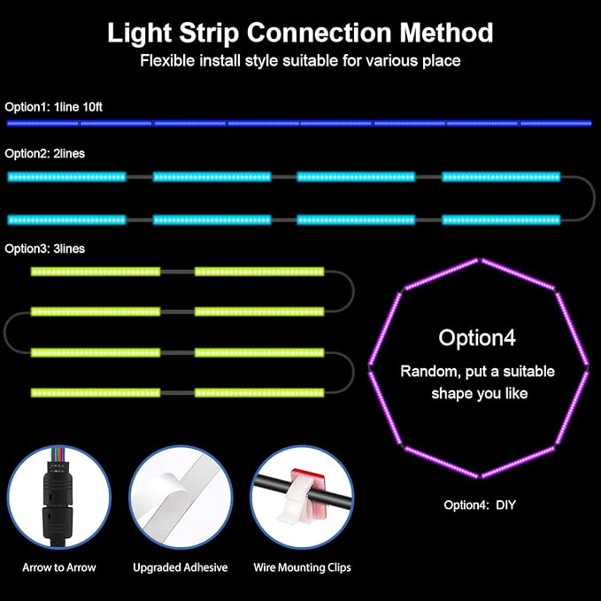 8 PCS RGB Under Cabinet Lighting Kit, 12v Motion Sensor LED Light Strip with Remote, ETL Listed Power Adapter, Music Sync Color Changing Led Lights for Shelves, Cabinet, Counter, Bookcase, 13ft - Image 6