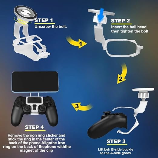 NBCP Magnetic Phone Mount for PS4 DualShock 4 Controller, Controller Phone Holder, MagSafe Compatible Mobile Gaming Clip for iPhone & Android - Image 5
