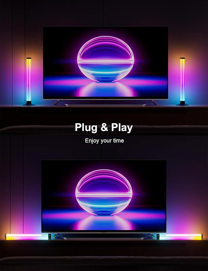 RGB Light Bar, 17" LED Light Bar 360 Degree Emitting, APP Control USB Powered, Color Changing TV Backlight,Monitor Backlights with Music Sync, Ambient Lighting for Desk, PC, Gaming, Party - Image 7