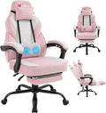Shintenchi Big and Tall Gaming Chair Fabric Pocket Spring Cushion, High Back Recliner with Footrest and Headrest for Adults, Massage Lumbar Support for Home Office, Ergonomic Computer Desk Chair, Pink by Shintenchi%7CFurnitureMadeforRealLife