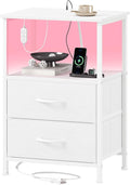 Somdot Nightstand with 2 Drawers, Charging Station & LED Light by Somdot