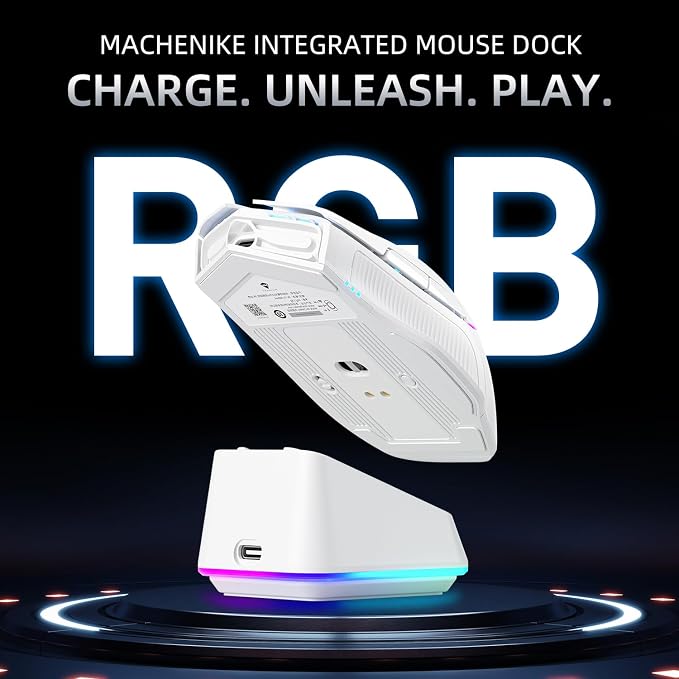Machenike 8KHz Wireless Gaming Mouse with RGB Charging Dock,26,000 DPI,PAW3395 Sensor,RGB Backlit,6 Programmable Buttons,Long Battery Life,Gaming Mice Compatible with PC, Mac - Image 4