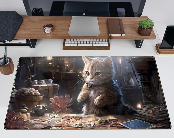 Lotus Cat XL Extended Large Gaming Mouse Pad - Black Magic Mystical Zone Gaming Desk Mat - Computer Laptop Keyboard and Mouse Mat Desktop Protector - 31.5 x 15.8 in - Image 2