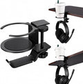 Foldable Aluminum Under Desk Headphone Hanger with Cup Holder, 2-in-1 Clamp-on Headset Stand & Drink Holder, Heavy Duty Gaming Headphone Hook for Office, Home, Gaming Desk - Black by Unknown