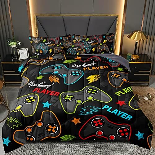 BDUCOK 6 Pieces Gamer Comforter Set for Boys Gaming Bedding Set Queen Size,Video Game Controller Comforter for Boys Kids Adult 3D Gamepad Microfiber Bedding Sets 6 Pieces Bed in A Bag Sets3011,Queen - Image 2