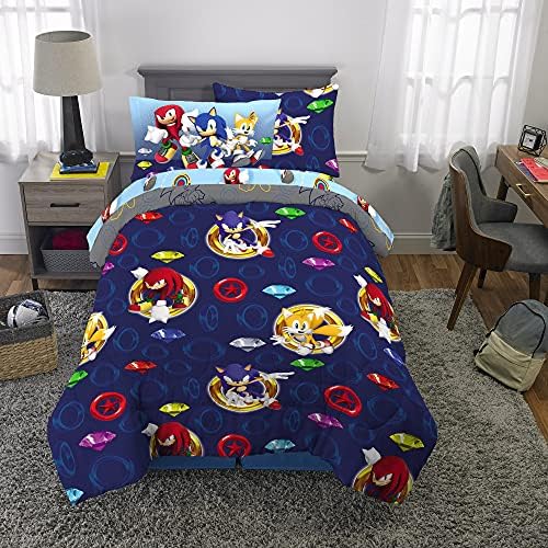 Franco Kids Bedding Super Soft Comforter and Sheet Set with Sham, 5 Piece Twin Size, Sonic The Hedgehog, Anime - Image 5