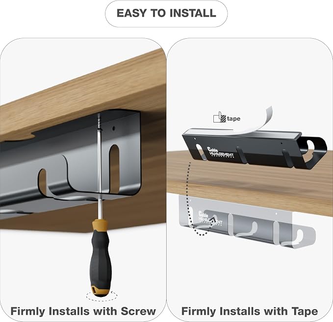 Under Desk Cable Management Tray 2-Pack 16" Cable Organizer - Image 3