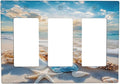 Decorative Outlet Covers Beach Starfish Seashell 3 Gang Gfci Wall Plate Triple Rocker Light Switch Covers Summer Sea Ocean Electrical Receptacle Switchplate Plug Faceplate for Bedroom by JOOJIAO