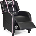 GYMAX Gaming Recliner, Massage Gaming Chair w/Adjustable Footrest, Remote Control & Side Pocket, Ergonomic Game Lounge Chair, Racing Style Single Theater Seat Game Sofa for Adults (Pink) by GYMAX