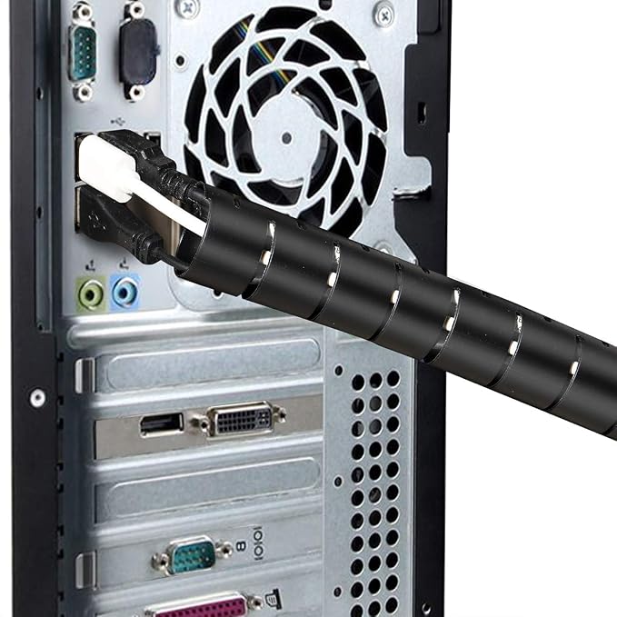 Cable Sleeve Organizer 19.7ft Cord Wire Wrap Coiled Tube Sleeve Cable Management Sleeve for Home Office PC TV Black - Image 6