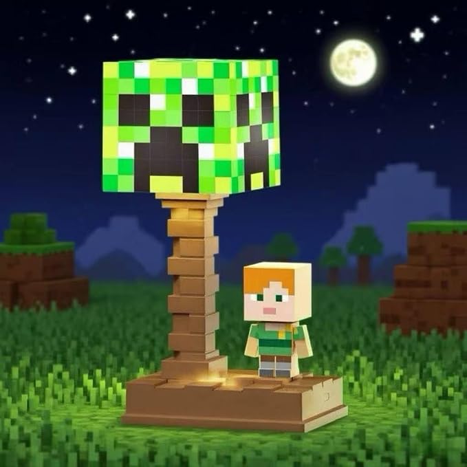 Pixel LED Night Light, 5-Color Adjustable, Pixel Game Desktop Ambient Light, Touch Control Bedside Atmosphere Light, USB Powered, Perfect Bedroom Decoration and Gift for Gamers. (Creeper) by Unknown