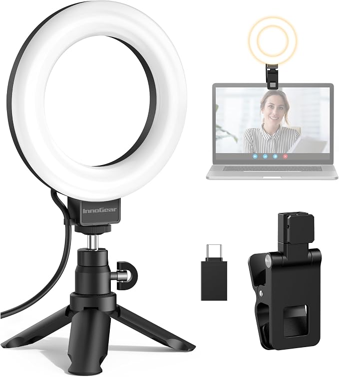 InnoGear 60 LED Ring Light with Stand for Computer Selfie Video Conference by InnoGear