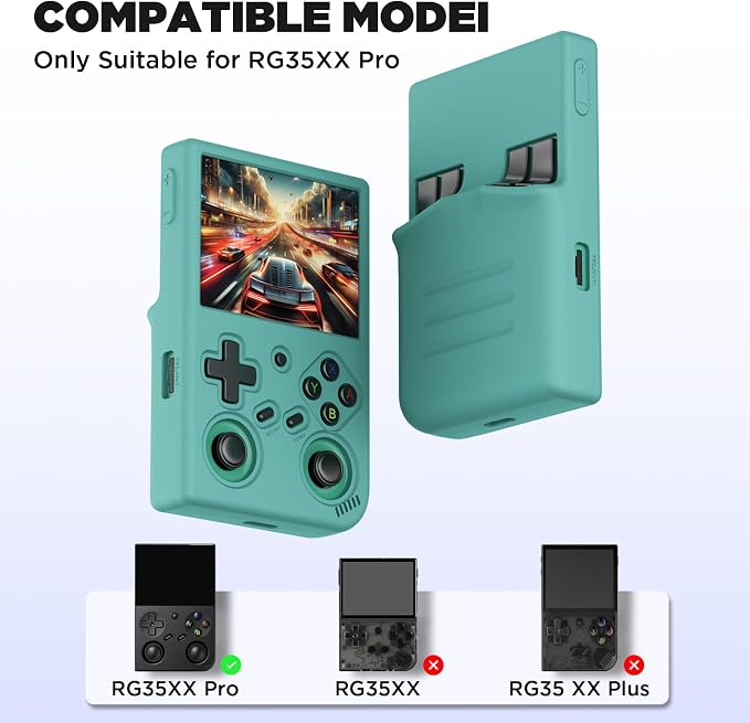 for Anbernic RG35XX Pro Retro Handheld Game Console Case, Soft Silicone Protective Cover with Waterproof, Dustproof & Shockproof, Protective Case with Lanyard, Compatible with RG35XX Pro (Pine Green) - Image 2