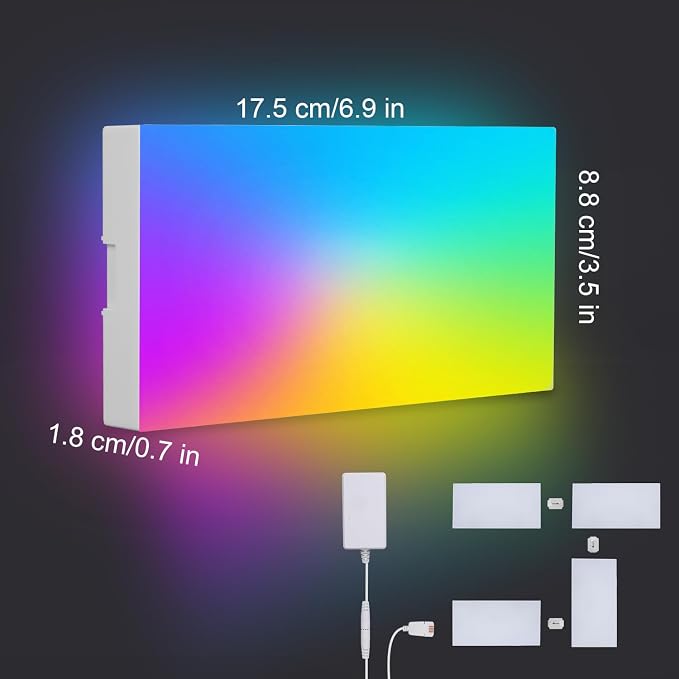 Rectangle LED Wall Lights Large, Smart Home Gaming Setup Lights RGB-IC DIY LED Light Panels Work with Alexa Google Assistant, APP & Voice Control, Music Sync for Bedroom Gaming Room TV Decor, 10 Pack - Image 9