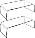 AMT 2 Pack Acrylic Laptop Monitor Stand & Computer Riser with Cat Keyboard Protector, Space-Saving Design, Extra Storage, Clear Shelf - Ideal for Monitors, Laptops, Printers, Desktop Decor by AMTSupply