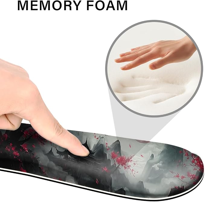 Desk Pad and Keyboard Wrist Rest,Janpense Large Mouse Pad + Keyboard Pad+Mouse Wrist Support, Non-Slip Desk Mat Protector for Office, Home 31.5×11.8 Inches Cherry Blossom - Image 3