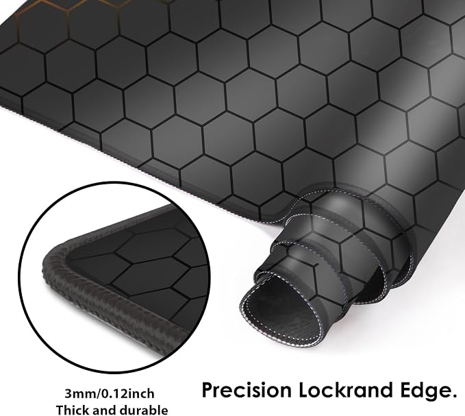 Galdas Mouse Pad for Gaming,XXL XL Large Mouse Mat Long Extended Mousepad Desk Mat Non-Slip Rubber Mice Pads Stitched Edges Thin (31.5 x 11.8 x 0.12 Inches) Grid - Image 4