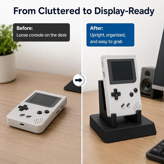 Display Stand for Gameboy Advance SP – Upright Holder Keeps Handheld Console Organized | Friction-Fit Secure Grip | Space-Saving Desk and Shelf Mount for Retro Gaming - Image 7