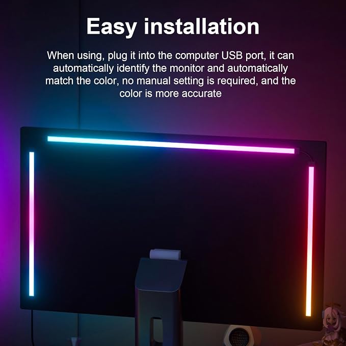 HURRISE RGB Phantom Ambiance Display LED Light Bar, Music Rhythm Dynamic Light Synchronization Color Dynamic Mode Music Mode Light Strip, Enhancing Gaming Experience (32inch) - Image 8