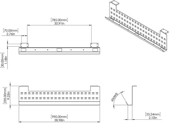 Stand Up Desk Store Under Desk Cable Management Tray Horizontal Computer Cord Raceway and Modesty Panel (White, 39") - Image 4