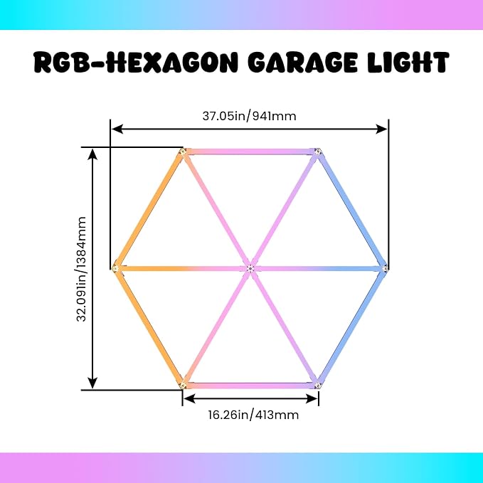 RGB Hexagon Lights - Music Sync & Remote Control & 358+ Color Changing Honeycomb Lights for Garage, Gaming Room, Gym, Bar, Ceiling, Basement, Party Decoration - Image 8