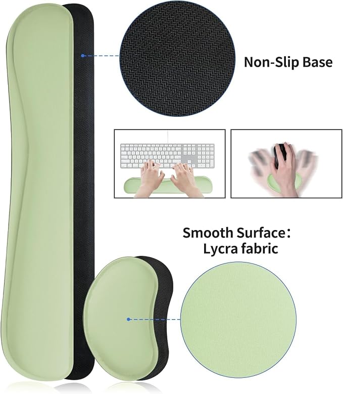 Bloss Leather Desk Pad and Keyboard Wrist Rest, Large Mouse Pad + Keyboard and Mouse Wrist Support, Non-Slip Desk Mat Protector for Office, Home(27.6" x 13.8", Green) - Image 6