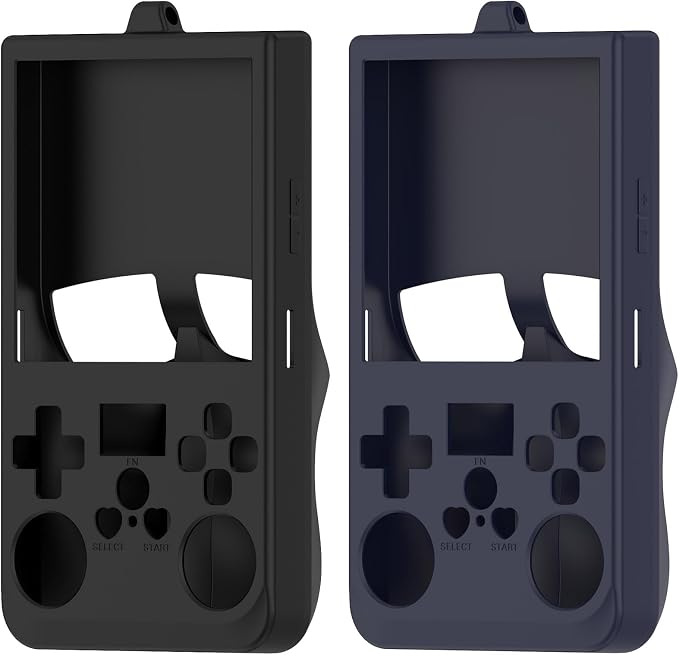 2-Pack Compatible with R36 Max Handheld Game Console Case, Slim Soft Silicone Full Protective Case Cover for R36 Max Accessories (Black+Blue) by FoundEast