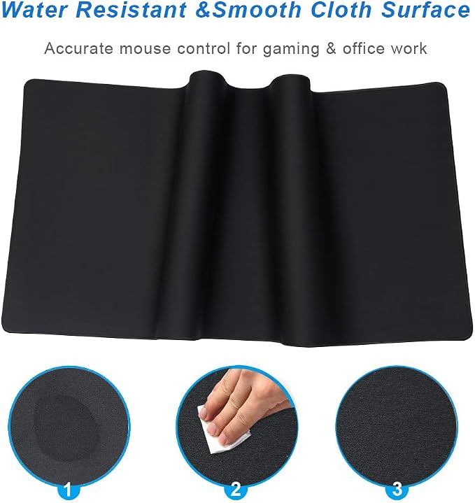XXL Professional Large Mouse Pad & Computer Game Mouse Mat (35.4x15.7x0.12IN, 90x40 Black) - Image 4