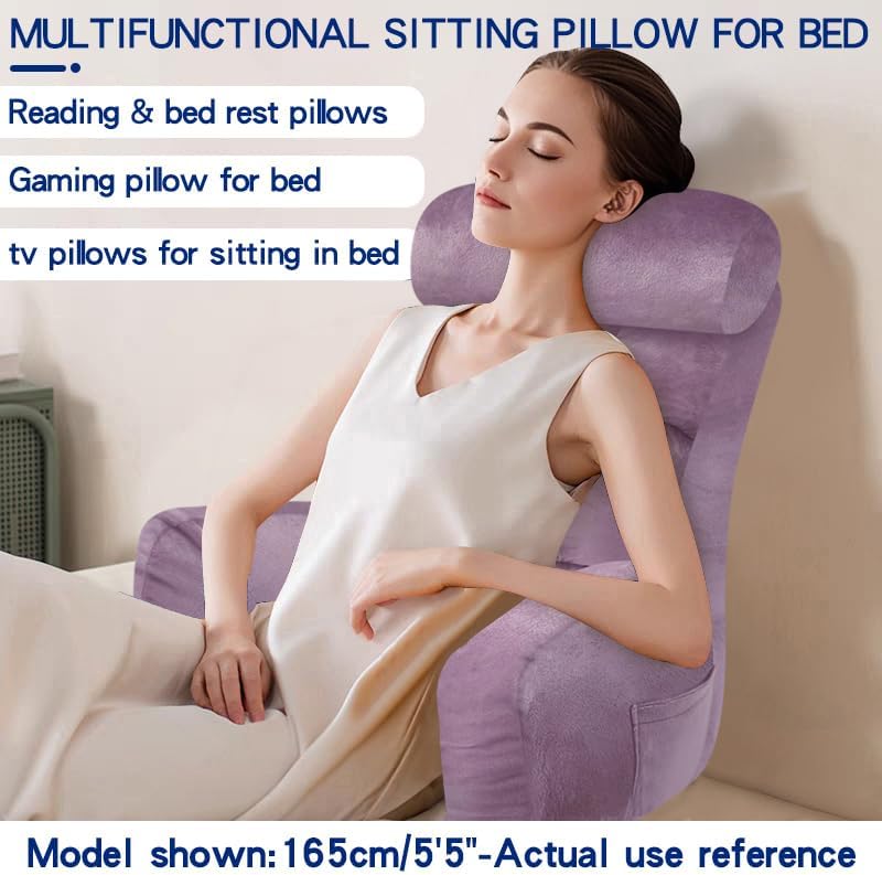YDCEULARDOH Reading Pillow for Bed Adult – Large Bed Pillow with Arms, Supportive Back Pillow for Sitting Up in Bed for Reading, Watching TV, or Gaming - Image 4