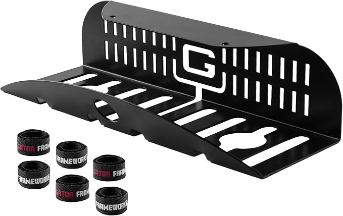 Gator Frameworks Metal Cable Management System - Mounts Under Desk for a Clutter Free Space with 1" Sapced Slots and (6) Cable Ties, (GFW-CBLMGM-MTL) by GatorCases