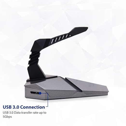 LOKI Gaming Mouse Bungee Stand - RGB LED Lights - 4 Port USB 3.0 Hub with Active Power - Micro SD Card Reader Slot - PC; Mac; Linux - Image 6