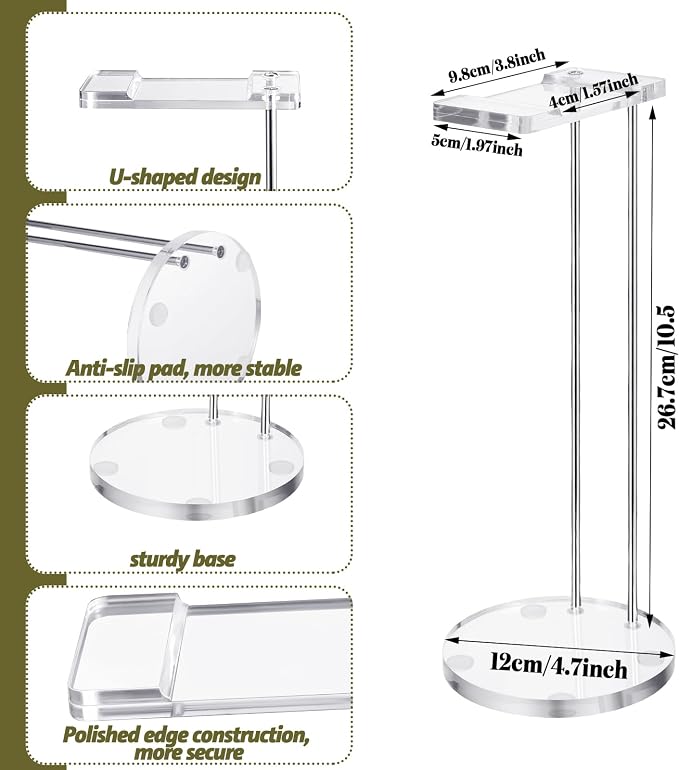 Xuhal Acrylic Headphone Stand Headset Holder for Desk, Clear Gaming Headset Stand Universal Headphone Holder for Desktop Display, with Metal Hardware(Round) - Image 2