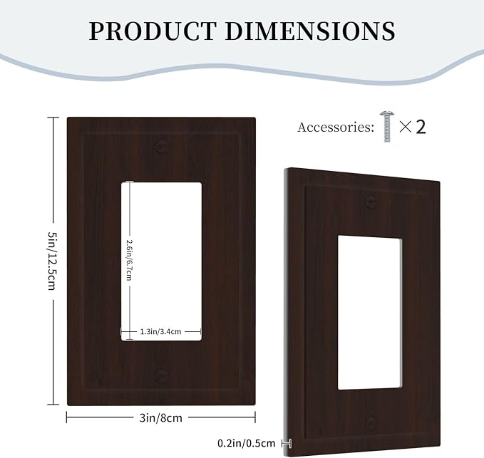 Decorative Outlet Covers Rustic Vintage Dark Brown Wood Grain 1 Gang Rocker Light Switch Covers Single Gfci Wall Plate Electrical Receptacle Switchplate Plug Faceplate for Farmhouse Decor - Image 5