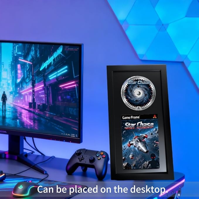 Video Game Display Frame Compatible with PS2 Case and Disc, Solid Wood Box - Image 4