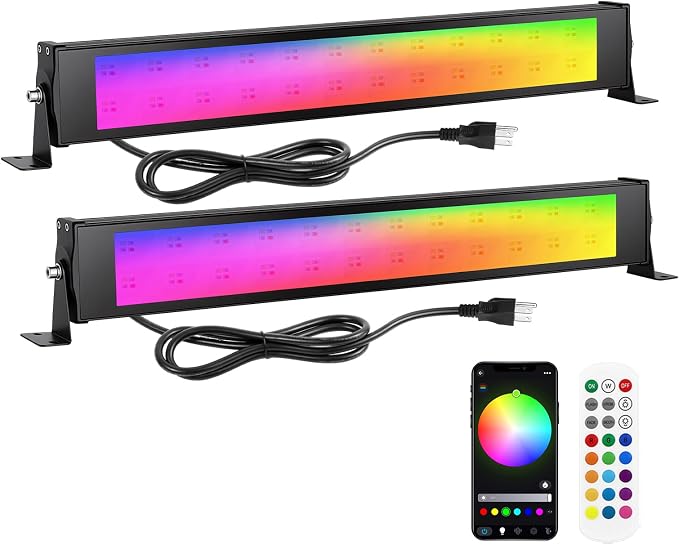 RIGIDON 2 Pack 28W LED Wall Washer Light, Dimmable Music Sync RGB Light Bar by RIGIDON