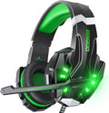 BENGOO G9000 Stereo Gaming Headset for PS4 PC Xbox One PS5 Controller, Noise Cancelling Over Ear Headphones with Mic, LED Light, Bass Surround, Soft Memory Earmuffs for Laptop Mac - Green by BENGOO