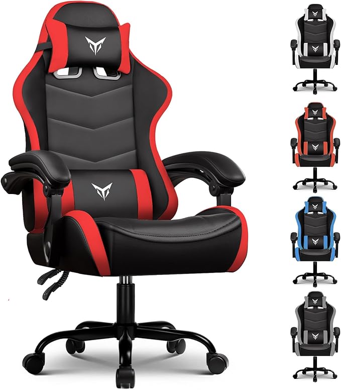 GTPLAYER Gaming Chair, Video Game Chairs Racing Style PC Game Chairs 350lbs for Adults - Padded High Back Ergonomic Reclining Silla Gamer, Linkage Armrest, Red by GTPLAYER