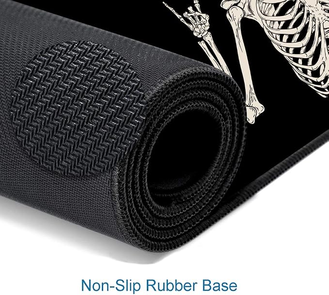 Gaming Mouse Pad, Large Mouse Pads for Desk, Non-Slip Rubber Base Mousepad, Keyboard Mouse Mat, Desk Pad with Stitched Edges, 31.5x11.8 inch Black Human Skeleton - Image 4