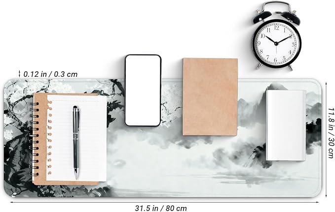 Gaming Mouse Pad with Anti-Slip Rubber Base, Extended Large Computer Mouse Mat with Stitched Edges, Long XL Anime Mousepad for Laptop and Keyboard, 31.5 x 11.8 inch (Japanese Cherry Blossom) - Image 2