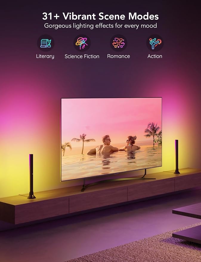 Govee RGBIC Light Bars, 15 Inches WiFi TV Lights for 45-70 inch TVs, Black - Image 5
