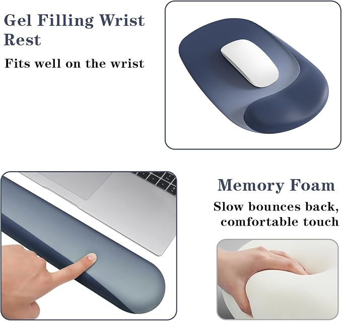 Wrist Rest for Keyboard and Mouse, Ergonomic Gel Computer Keyboard Wrist Rest with Memory Foam, Keyboard Wrist Support Pad for Long Hours of Work, Gaming, Studying-Relieve Wrist Pain - Image 3