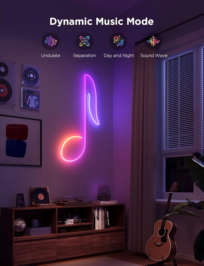 Govee RGBIC Neon Lights, LED Smart Neon Rope Light 2 Works with Matter, Alexa, Google Assistant, Custom DIY Neon Strip Lights for Bedroom and Wall Decor, Softer Material, 16.4ft, White (Pack of 2) - Image 6