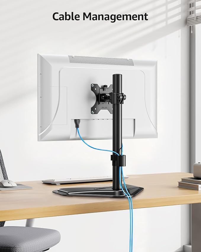 MOUNTUP Single Monitor Stands, Freestanding VESA Monitor Desk Mount fits 13'' to 32'' Computer Screen with Height Adjustable, Swivel, Tilt, Rotation, 17.6 lbs Load, For Home Office, VESA 75x75/100x100 - Image 9