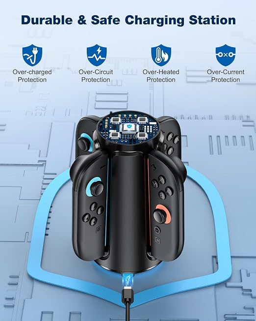 Switch 2 Charging Dock for Nintendo Controller Joy Con (2025), Mocagen Joy-Con 2 Charger Station with Dynamic Light, Magnetic Mount for 4 in 1 Switch 2 Joy-con Accessories - Image 7